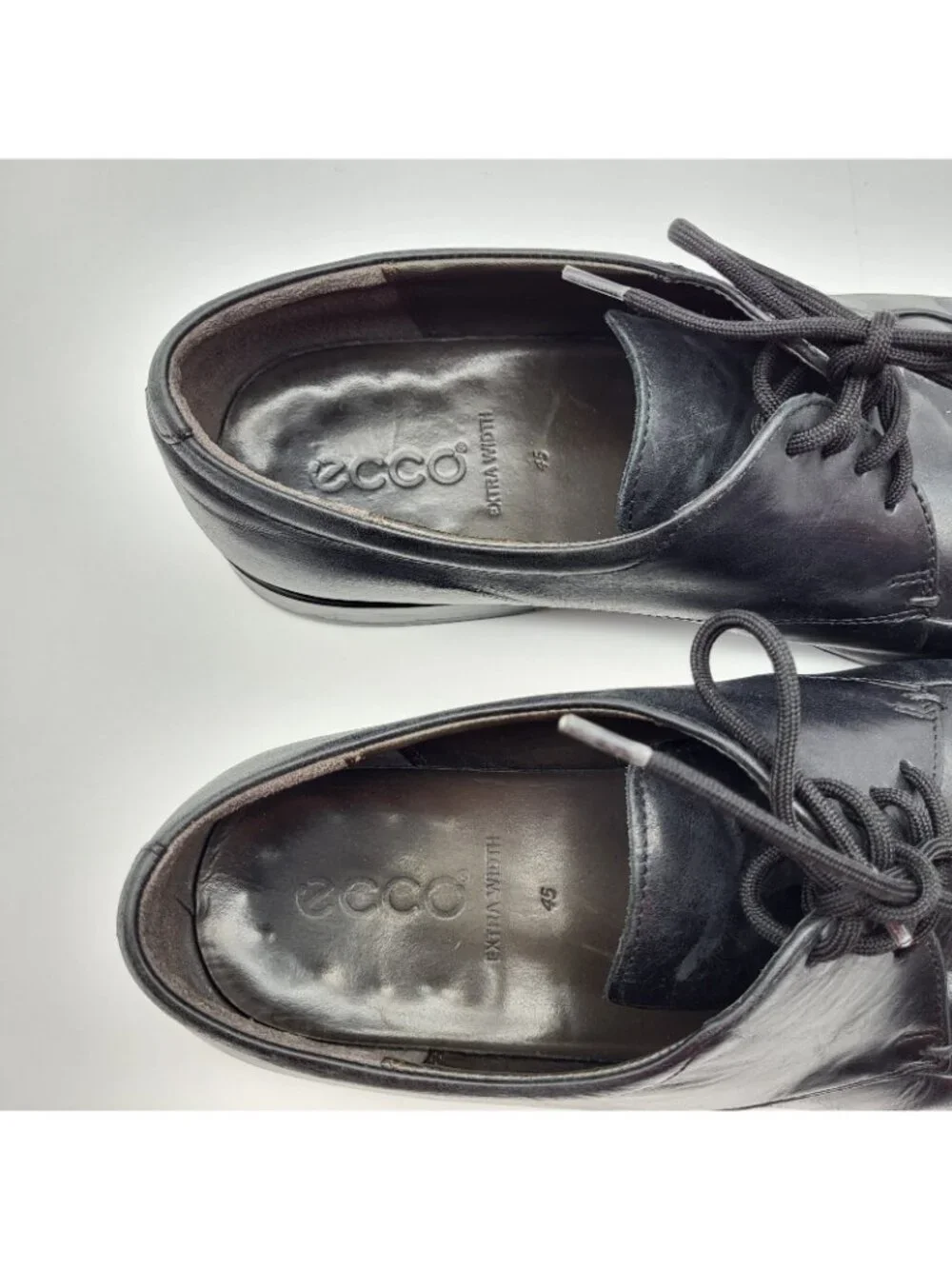 ECCO Men's Black Leather Derby Dress Shoes Square Toe Lace-Up EU 45 11